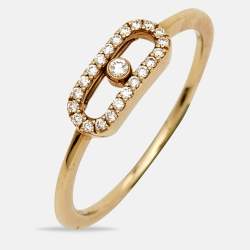 Messika Move Uno Diamonds 18k Yellow Gold Ring Size 52