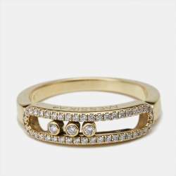 Pre Owned Messika Baby Move Pavé Diamonds 18k Yellow Gold Ring Size 55
