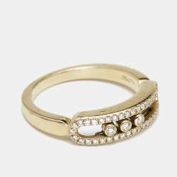Pre Owned Messika Baby Move Pavé Diamonds 18k Yellow Gold Ring Size 55
