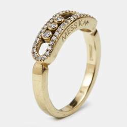 Pre Owned Messika Baby Move Pavé Diamonds 18k Yellow Gold Ring Size 55