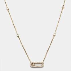 Messika Move Uno Pave Diamonds 18k Yellow Gold Necklace