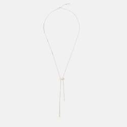 Pre Owned Messika Cravate Move Uno Diamond 18K White Gold Tie Necklace 