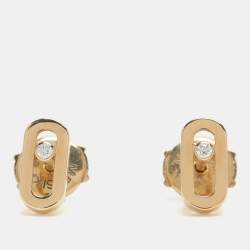 Messika Move Uno Diamond 18k Yellow Gold Stud Earrings