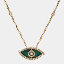Messika Lucky Eye Malachite Diamonds 18k Yellow Gold Necklace
