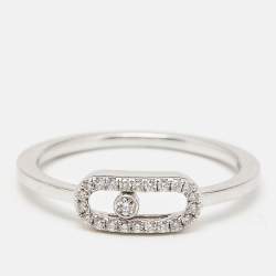 Messika Move Uno Diamonds 18k White Gold Ring Size 51