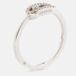 Messika Move Uno Diamonds 18k White Gold Ring Size 51