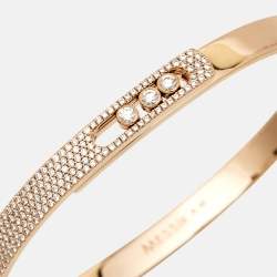 Messika Move Noa Paved Diamonds 18K Rose Gold Bangle Bracelet XS
