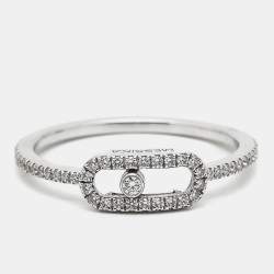 Messika Move Uno Diamond 18k White Gold Ring Size 52