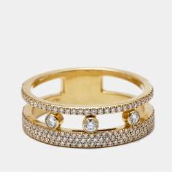 Messika Move Romane Diamonds 18k Yellow Gold Ring Size 62