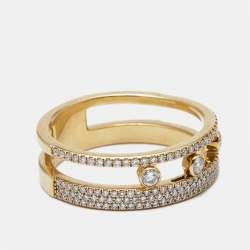 Messika Move Romane Diamonds 18k Yellow Gold Ring Size 62