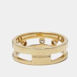 Messika Move Romane Diamonds 18k Yellow Gold Ring Size 62