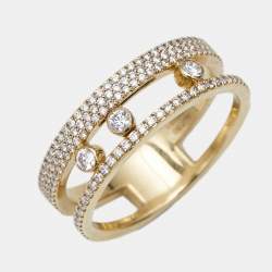 Messika Move Romane Diamonds 18k Yellow Gold Ring Size 62