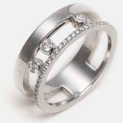 Messika Move Romane Diamonds 18k White Gold Ring Size 54