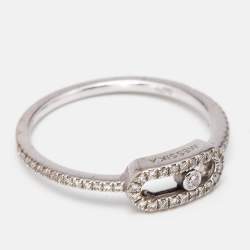 Messika Move Uno Pavé Diamonds 18k White Gold Ring Size 52
