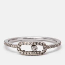 Messika Move Uno Pavé Diamonds 18k White Gold Ring Size 52
