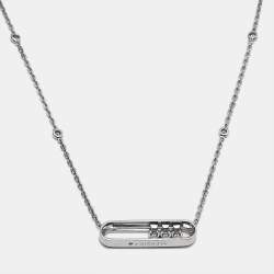 Pre Owned Messika Baby Move Pavé Diamonds 18k White Gold Necklace
