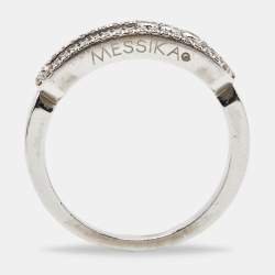 Pre Owned Messika Baby Move Pavé Diamonds 18k White Gold Ring Size 56