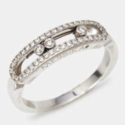 Pre Owned Messika Baby Move Pavé Diamonds 18k White Gold Ring Size 56
