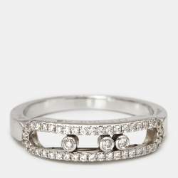 Pre Owned Messika Baby Move Pavé Diamonds 18k White Gold Ring Size 56