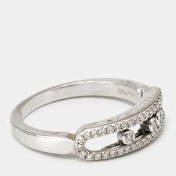 Pre Owned Messika Baby Move Pavé Diamonds 18k White Gold Ring Size 56