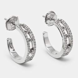 Pre Owned Messika Move Pavé Diamonds 18k White Gold Hoop Earrings