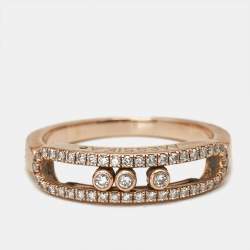 Pre Owned Messika Baby Move Pavé Diamond 18k Rose Gold Ring Size 52