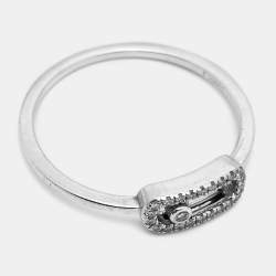 Pre Owned Messika Move Uno Diamonds 18k White Gold Ring Size 57