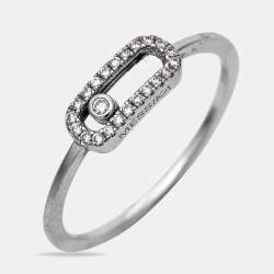 Pre Owned Messika Move Uno Diamonds 18k White Gold Ring Size 57