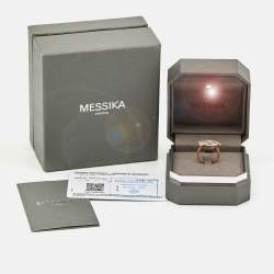 Pre Owned Messika Lucky Eye Diamonds Turquoise 18k Rose Gold Ring Size 50