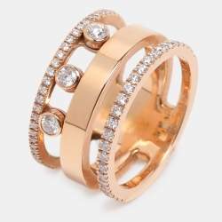 Pre Owned Messika Move Romane Diamonds 18k Rose Gold Ring Size 52