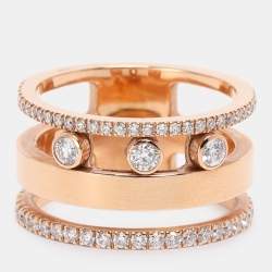 Pre Owned Messika Move Romane Diamonds 18k Rose Gold Ring Size 52