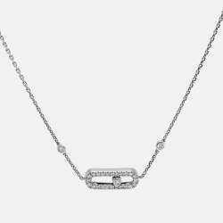 Pre Owned Messika Move Uno Pave Diamonds 18k White Gold Bracelet
