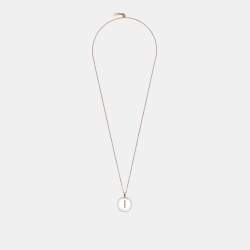 Pre Owned قلادة ميسيكا ذهب وردي عيار 18 ألماس موف لاكي لؤلؤ أم مزدوجة مقلوبة الأم 