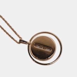 Pre Owned قلادة ميسيكا ذهب وردي عيار 18 ألماس موف لاكي لؤلؤ أم مزدوجة مقلوبة الأم 