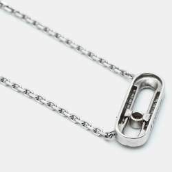 Pre Owned Messika Move Uno Pave Diamond 18K White Gold Necklace
