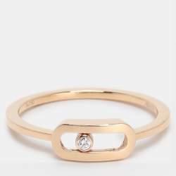Pre Owned Messika Move Uno Diamond 18k Gold Ring Size 53