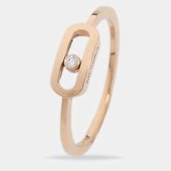 Pre Owned Messika Move Uno Diamond 18k Gold Ring Size 53