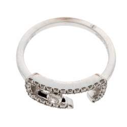 Pre Owned Messika Move Addiction Pavé Diamond 18K White Gold Ring Size 49
