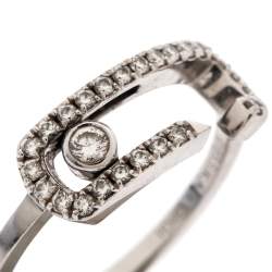 Pre Owned Messika Move Addiction Pavé Diamond 18K White Gold Ring Size 49