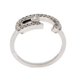 Pre Owned Messika Move Addiction Pavé Diamond 18K White Gold Ring Size 49
