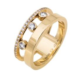 Messika Move Romane Diamond 18K Yellow Gold Ring Size 53
