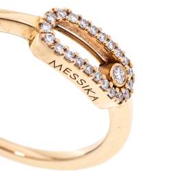 Messika Move Uno Diamond 18K Rose Gold Ring Size 50.5