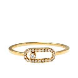 Messika Move Uno Diamond 18K Yellow Gold Ring Size 55