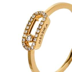 Messika Move Uno Diamond 18K Yellow Gold Ring Size 55