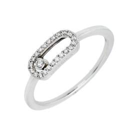 Messika Move Uno Pave Diamond 18K White Gold Ring Size 52
