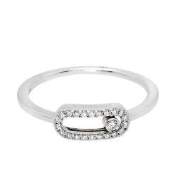 Messika Move Uno Pave Diamond 18K White Gold Ring Size 52