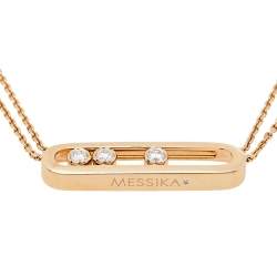 Pre Owned Messika Move Diamond 18K Rose Gold Double Chain Pendant Necklace