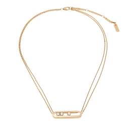Pre Owned Messika Move Diamond 18K Rose Gold Double Chain Pendant Necklace