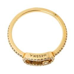 Pre Owned Messika Move Uno Pave Diamond 18K Yellow Gold Ring Size 52