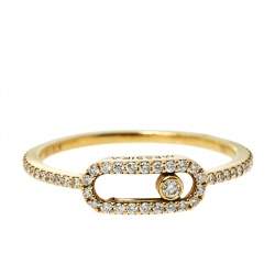 Pre Owned Messika Move Uno Pave Diamond 18K Yellow Gold Ring Size 52